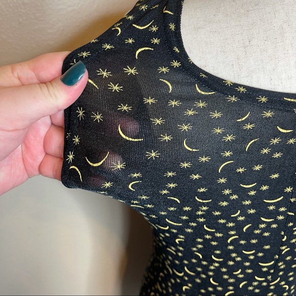 Vintage 90s Star & Moon Print Stretchy Mini Bodycon Dress - Picture 6 of 8